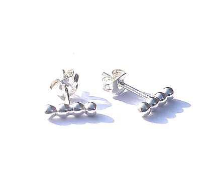 Sterling Silver Bubble Bar Studs Pair Hand Made UK