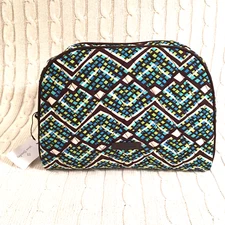 Vera Bradley Large Zip Cosmetic Bag Rain Forest Travel NWT MSRP $34