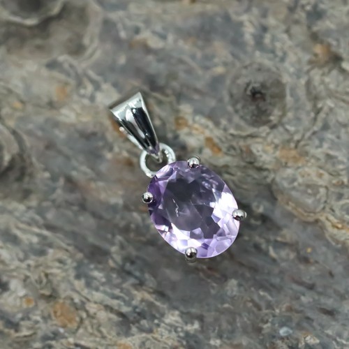 Matrimonio Regalo per Lei 925 Argento Rosa Naturale IN Pietra Ametista Ciondolo - Foto 9 di 12