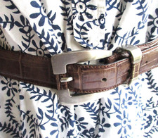 Patrick Mendes Croc Print Genuine Leather Belt Women’s Small Made in France