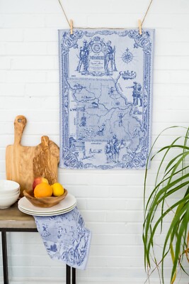 Missouri Map Jacquard Kitchen Dish Tea Towel Blue US State Map 100% Cotton Czech