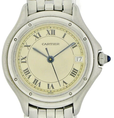 Cartier Panthere Cougar, Damen- Quarzuhr, Edelstahl Ref. 987906  Ø26mm, 1990er - Bild 1 von 4
