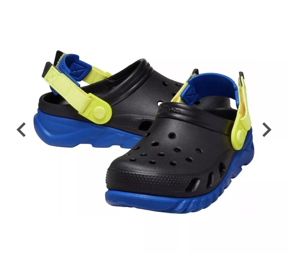 Crocs Kids Duet Max Camp Redux II Clogs Black/Blue Size J5, 23cm