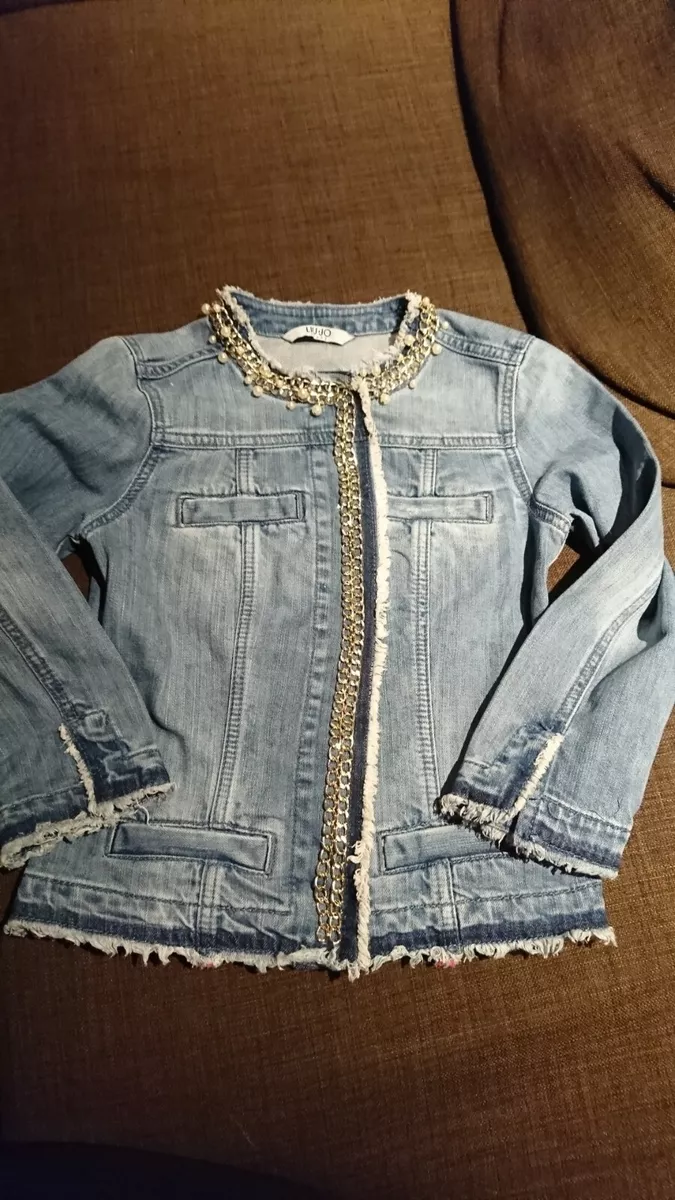 rosario Sociable ajuste Liu Jo women's size Kate denim jeans jacket with chain and pearls size 38,  jacket | eBay