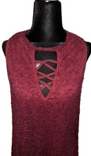 Liberty Love 1XL Burgundy Casual Lace Shift Dress