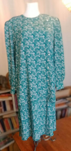 Lady K Authentic 80s Blouson Dress Forest Green Ge