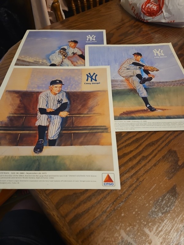 Whitey Ford Lefty Gomez Casey Stengel NY Yankees 1989 Citgo Color Lithograph MLB