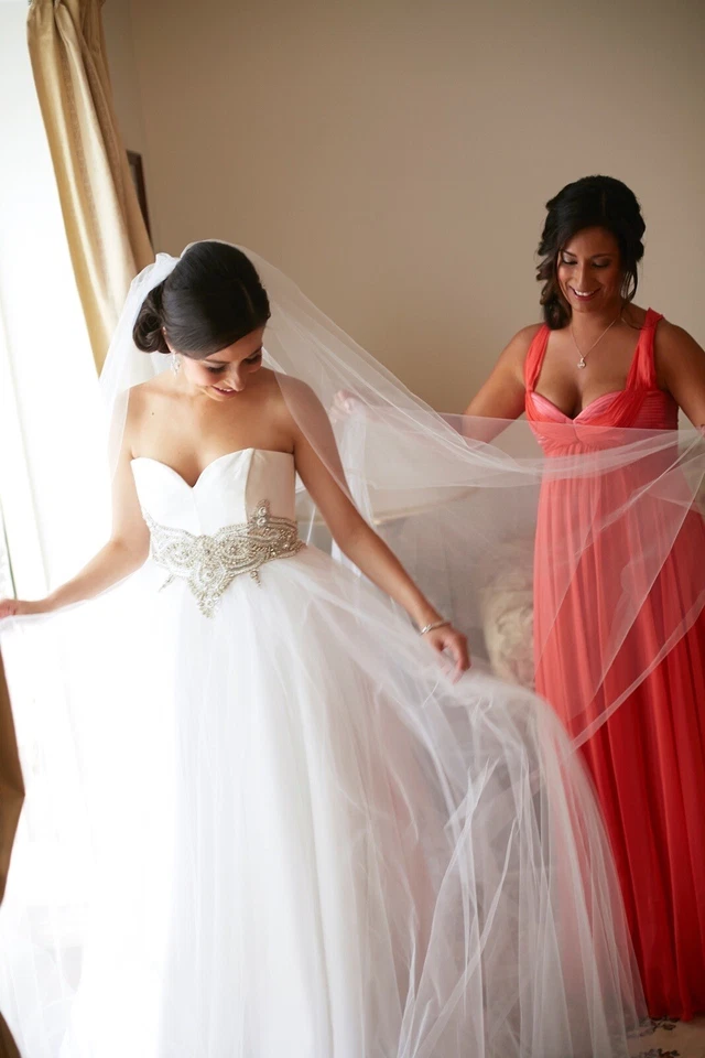 Wedding Dress - Alex Perry Swarovski, silk dress and veil, size 8 - image 3 of 4