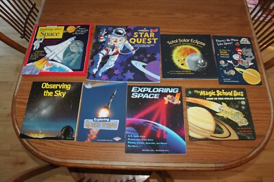 8 Space Solar System NF Nonfiction Science Picture Books Lot Quest Travel Sky