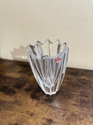 Orrefors Sweden Crystal Small 5.5  Floral Vase Made In Sweden
