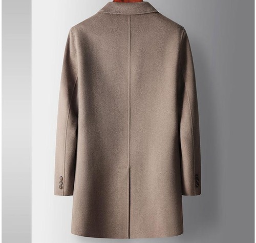 Men's Double-sided Wool Blend Coats Lapel Casual Overcoat Loose Business Jackets - Picture 3 of 9