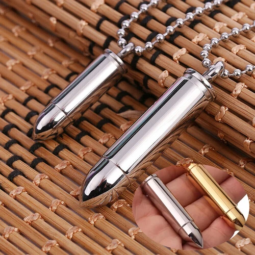 Men Women Bullet Pendant Stainless Steel Prayer Cremation Ashes Urn Necklace US - product listing photo