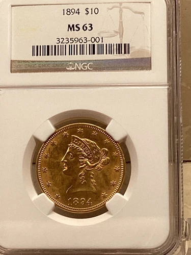 1894 $10 Gold Liberty Head Eagle NGC MS63 Older Holder