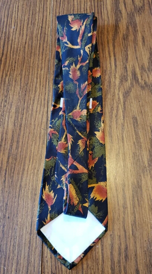 Corbata Enrico Coveri Azul Verde Rústica Naturaleza Patrón 3 Pulgadas Ancho Foto 2 de 4