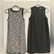 Ann Taylor Loft Sleeveless Dresses Sz 2 Small Black White Pastel Tweed & Grey