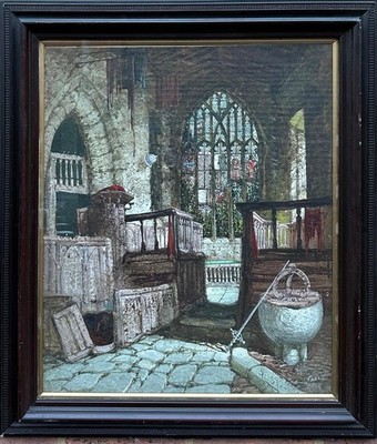 Samuel A Rayner (Akt 1820-1874): Die Kapelle in der Haddon Hall, Aquarell