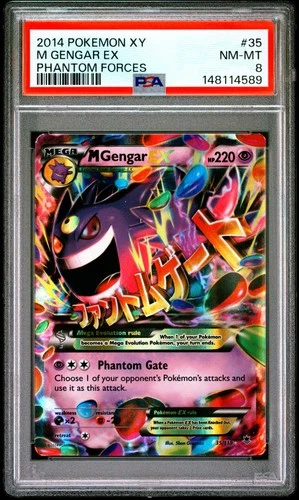 2014 POKEMON XY PHANTOM FORCES #35 M GENGAR EX PSA 8