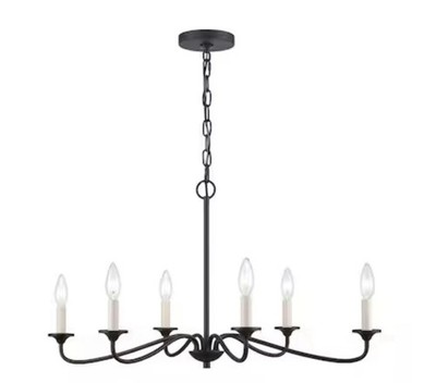 allen + roth Ullie 6 -Light Matte Black Steel Chandelier 5055227