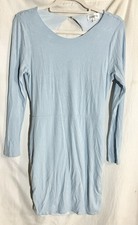 Privacy Please Womans blue open back Mini Dress Sz L Ribbed Lined USA Party Club