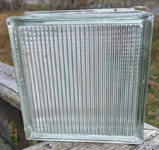 Vintage Reclaimed Glass Blocks 7.5 x 7.5 x 3.125 Salvage Light Brick Lines