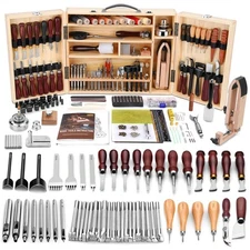 Leather Working Kit, Boxed Leather Tooling Kit, Leather Crafting Tool Kit, Cu...