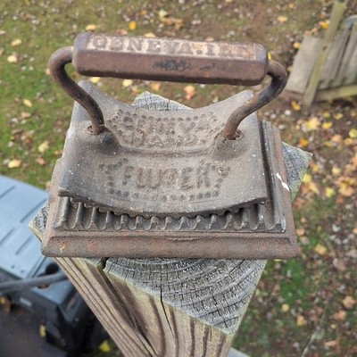AS-IS Antique Cast Iron Hand Fluter Crimper 2 Parts 1866 Geneva