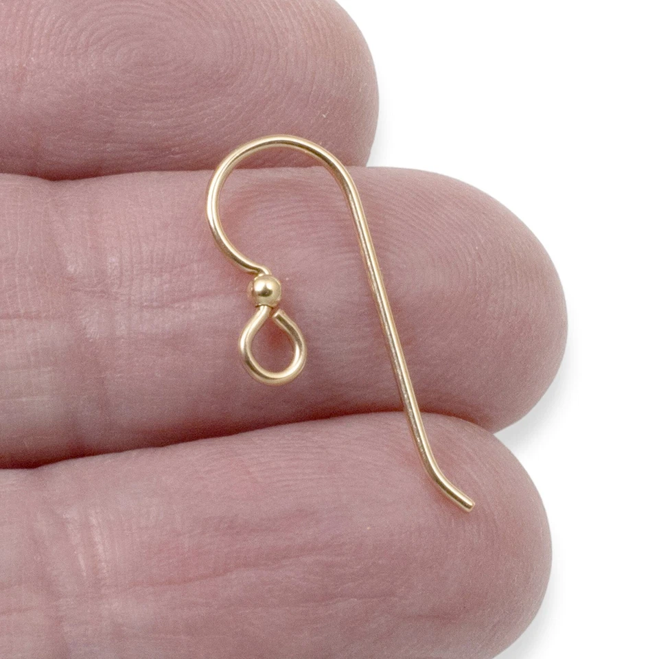 Alambres de oreja rellenos de oro premium 14/20 con cuentas de 2 mm, paquete de 10 hallazgos hechos en EE. UU. Foto 3 de 4