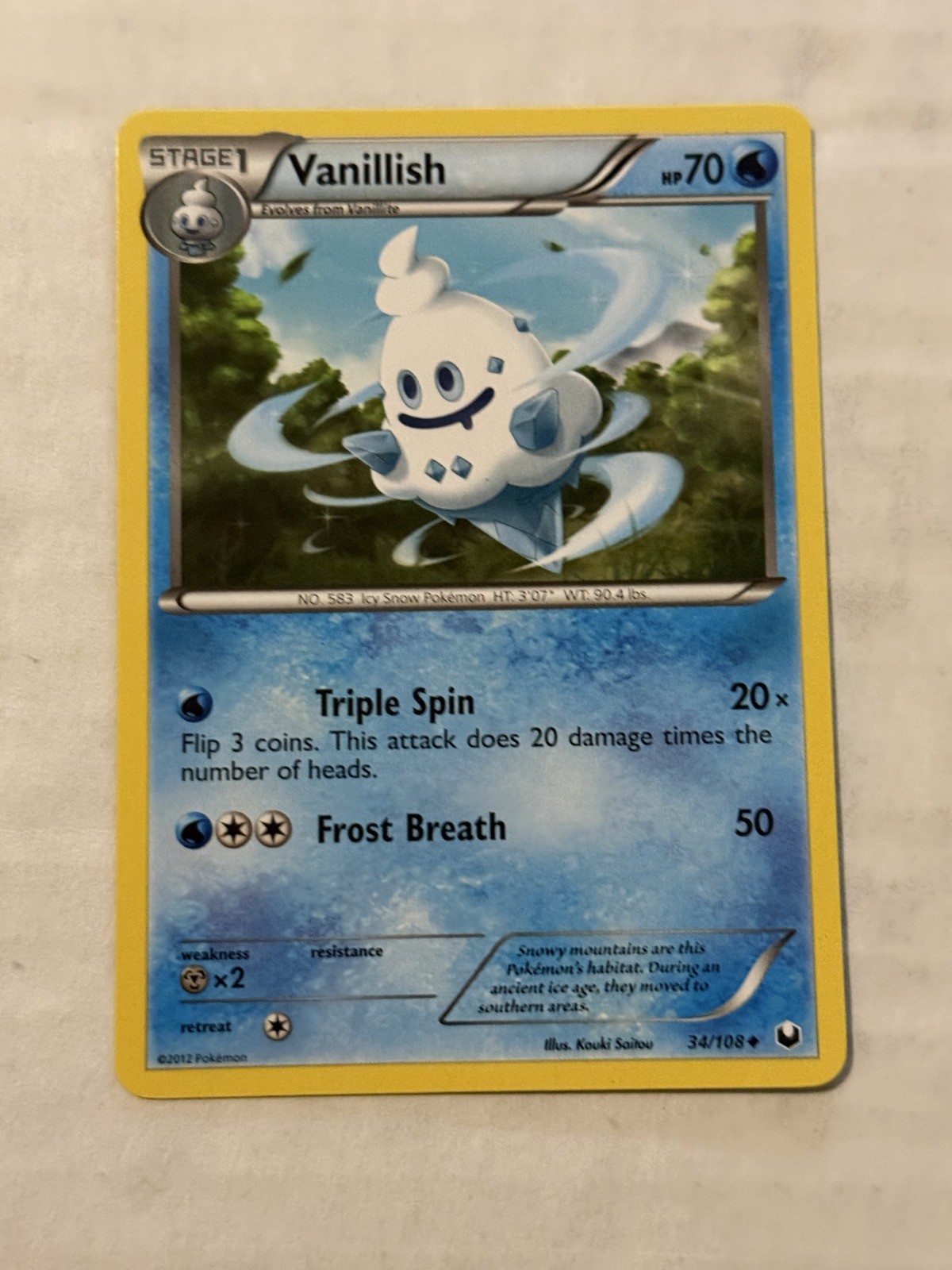 2012 Pokemon TCG Dark Explorers Vanillish Uncommon 34/108 LP