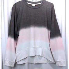 SECRET TREASURES Pajama Top Wms Size L Pink Gray Ombre Long Slv Round Neck READ