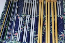 Knitting Needles/Hooks various sizes Susan Bates, Boye, Clover 34 pieces in case
