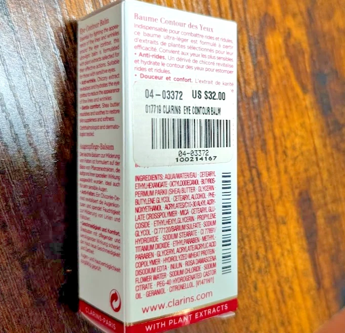 Bálsamo contorno de ojos Clarins descontinuado TAMAÑO COMPLETO fórmula original 20 ml 0,7 oz RARO Foto 2 de 4