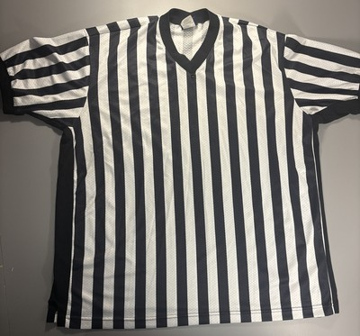 #ad #ad Vintage Dalco Athletic Referee Shirt Men’s 2XL Black White Stripe V Neck USA $18.99