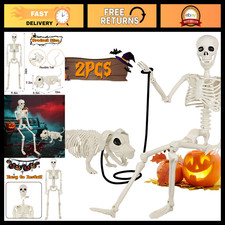 36" Halloween Skeleton Decor - 3FT Posable Dog Skeleton for Spooky Displays