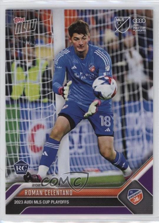 2023 Topps Now MLS Cup Playoffs Purple 2/25 Roman Celentano #PO-6 Rookie RC 0vl1
