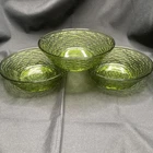 Vintage Anchor Hocking Soreno Avocado Green Glass Cereal Salad Bowls 6” Set of