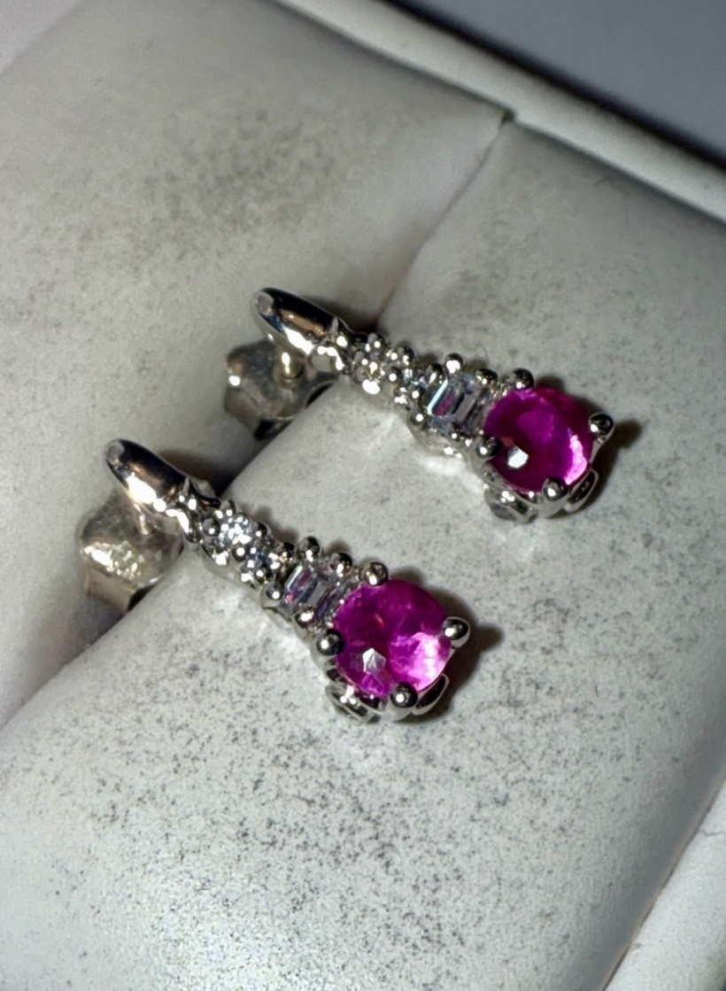 ESTATE Solid Sterling Silver Round-Cut Ruby Gemst… - image 3