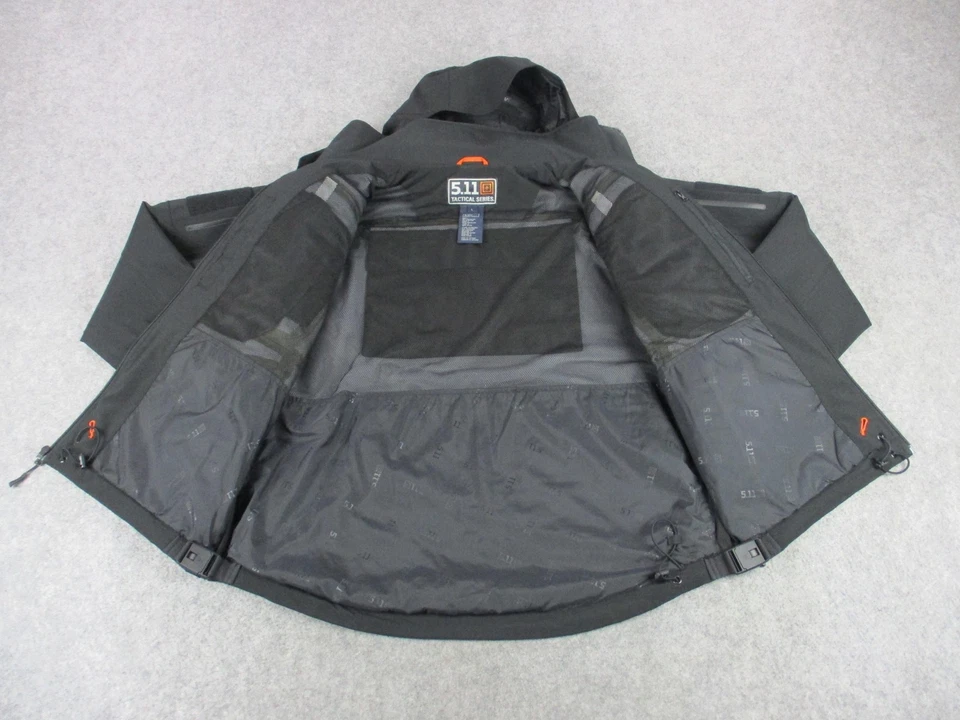 5.11 Tactical Series Jacket Mens Large Black Hooded Softshell Waterproof Pockets - Image 4 of 4