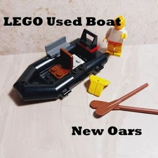 LEGO Raft Boat Gear Reinforced Oars Life Vest Front Seat Black Floatation Spins