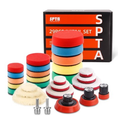 SPTA 29-tlg 25mm/50mm/80mm Polierpads Polierschwamm M14 Gewinde für Polieren