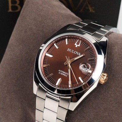 Bulova Classic 98B422 Surveyor Red Dial Stainless Steel Men's Automatic Watch