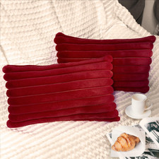2 Pack 12X20 Pillow Cover Velvet Pillow Covers, Faux Fur Oblong Throw Pillow Cov