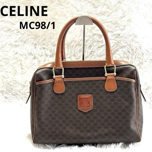 Celine Macadam Vintage Leather Boston Bag Brown MC98/1