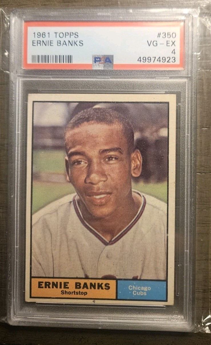 1961 Topps #350 Ernie Banks Chicago Cubs HOF PSA 4 VG-EX