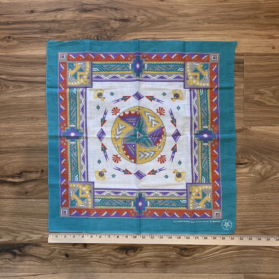 Pañuelo turquesa nativo americano vintage Wamcraft 22x21 Foto 4 de 4