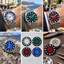 28.5mm Ombre Sterile Watch Dial Black Blue Red Grey Luminous NH34 NH35 Crown