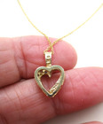 14K Yellow Gold Diamond Heart Pendant Necklace 16" 2.0 Gr [N139] — photo 6
