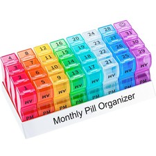Monthly Pill Organizer 2 Times a Day, one Month Pill Box AM PM, 30 Day Pill C...