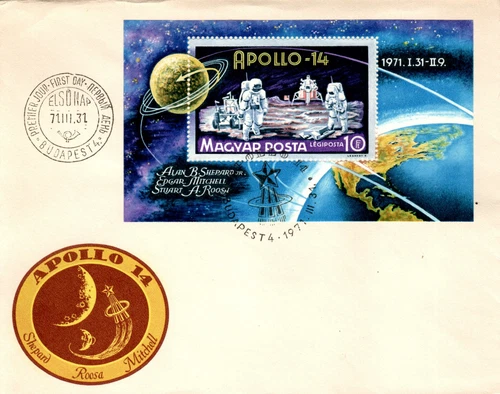 HUNGARY - 1971. FDC S/S - Apollo 14 moon landing / Space  Mi:Bl.80.