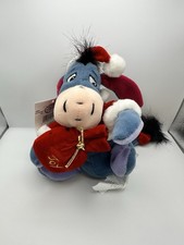 Disney Santa EEYORE "CHRISTMAS JOY" Mini Bean Bag Plush 8  / VTG Retired/ NWT
