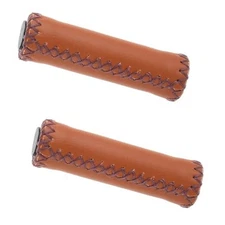 Bike Bicycle Comfort Handlebar Grips Beach Bike Soft Synthetic Leather Brown